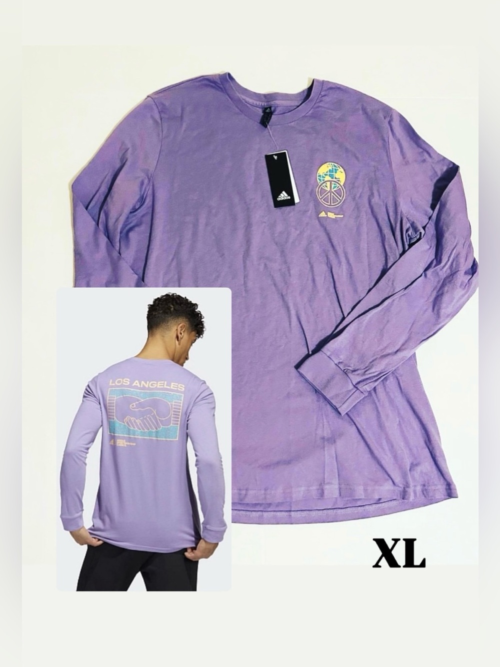 Adidas Los Angeles Sportsmanship Graphic Long-Sleeve T-Shirt Men’s Size XL
